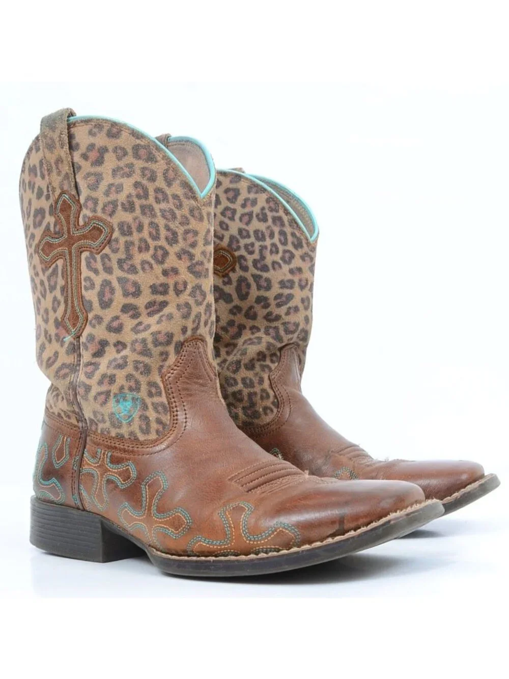 Ariat Children's Size 3 Crossroads Leopard Print Suede Leather Cowgirl Riding Bo